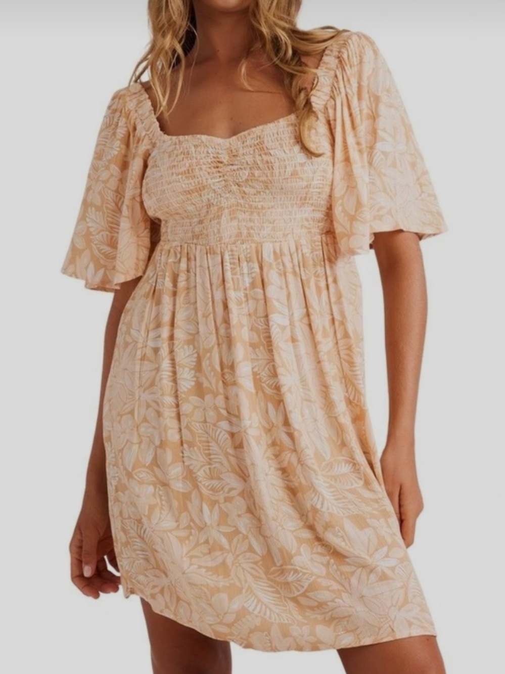 Roxy Golden Dawn Floral Peach Mini Dress Size Medium